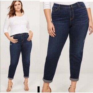 Lane Bryant Flex Magic Waistband Signature Fit Boyfriend Jean Distressed Size 26